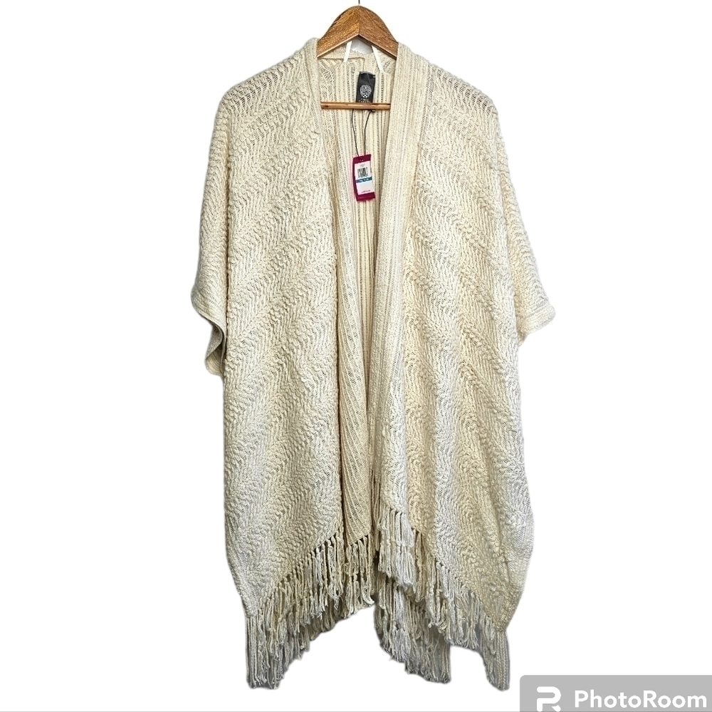 Vince Camuto boho cardigan knit cream wrap open sweater top